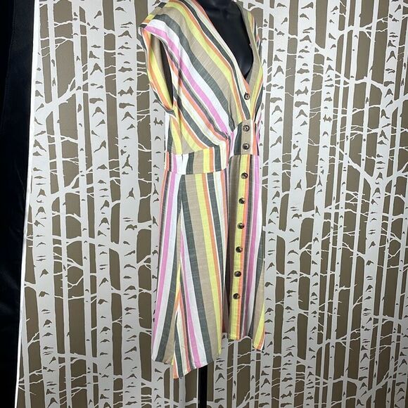 LOFT Striped Button Front Midi Dress 12 - Picture 2 of 9